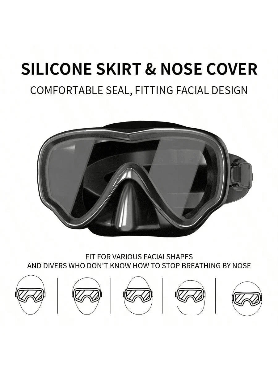 Adult Scuba Diving Mask, Tempered Glass One-Piece Mask