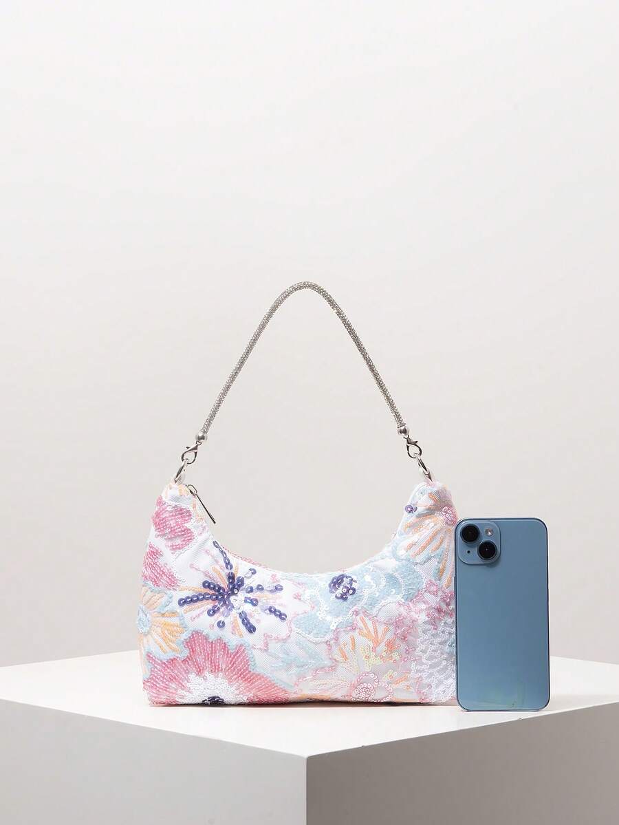 Random Pattern Shoulder Bag, Sequin Bag