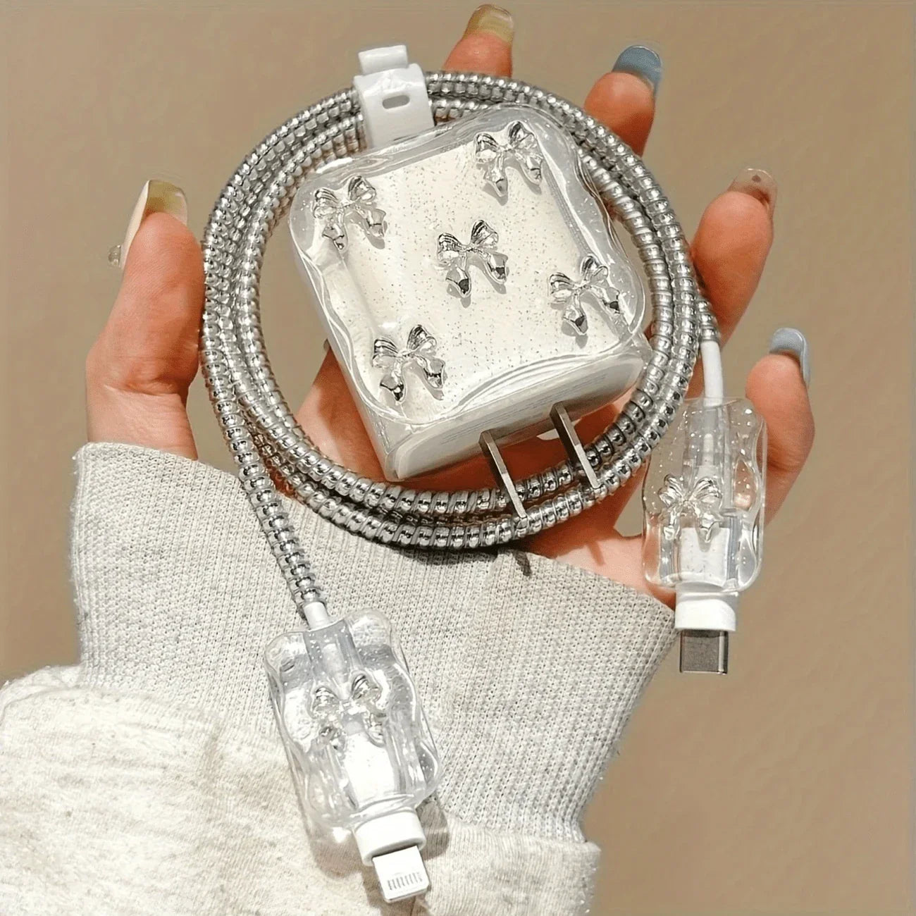 Pearl Design Charger Set, Includes Charging Cable Protector