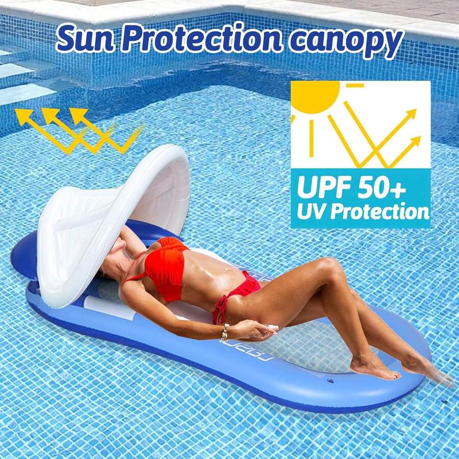 Adult Pool Floating Bed, Inflatable Pool Floating Bed With Headrest