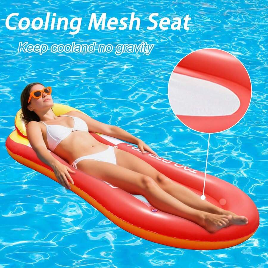 Adult Pool Floating Bed, Inflatable Pool Floating Bed With Headrest