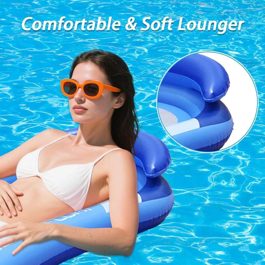 Adult Pool Floating Bed, Inflatable Pool Floating Bed With Headrest