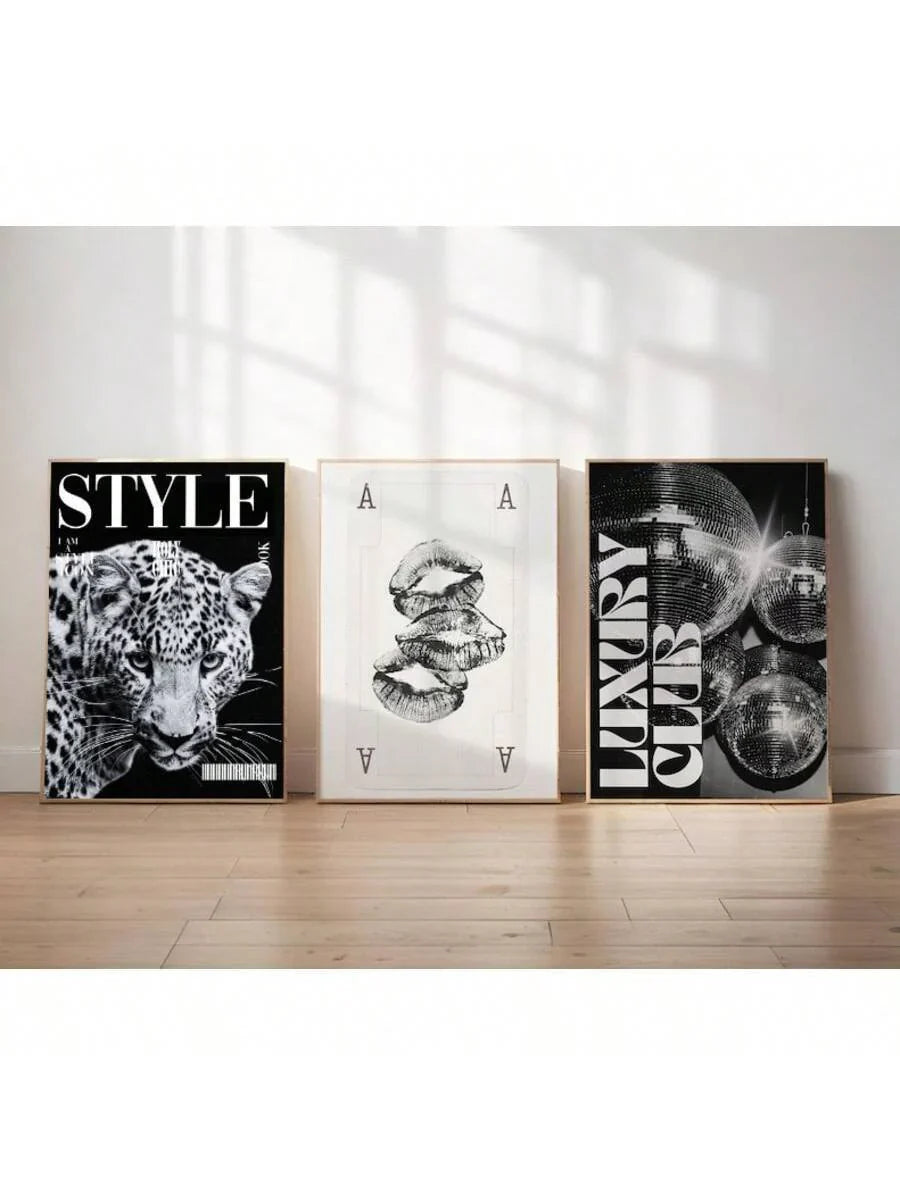 Leopard Cheetah Mural Decorative Canvas Painting Pink Fashion