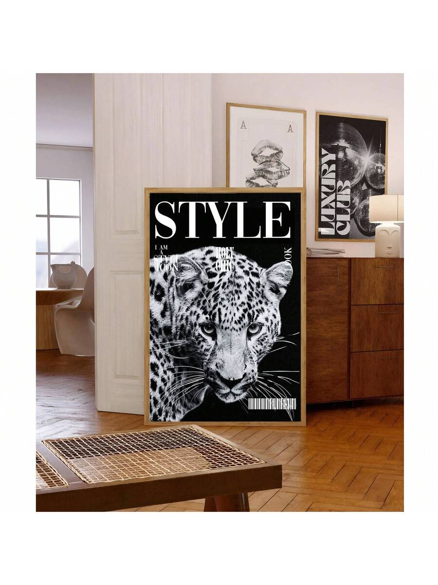 Leopard Cheetah Mural Decorative Canvas Painting Pink Fashion
