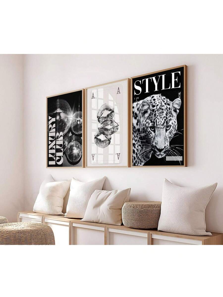 Leopard Cheetah Mural Decorative Canvas Painting Pink Fashion