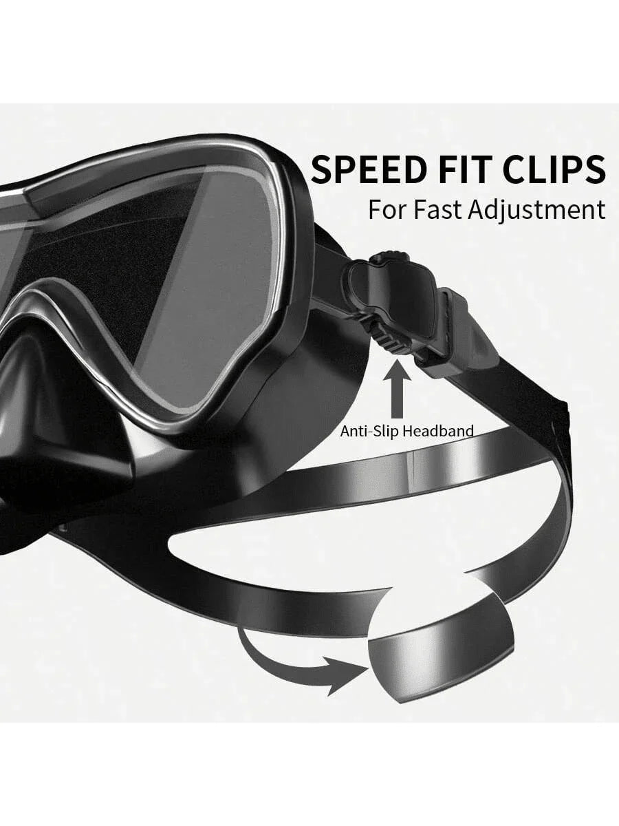 Adult Scuba Diving Mask, Tempered Glass One-Piece Mask