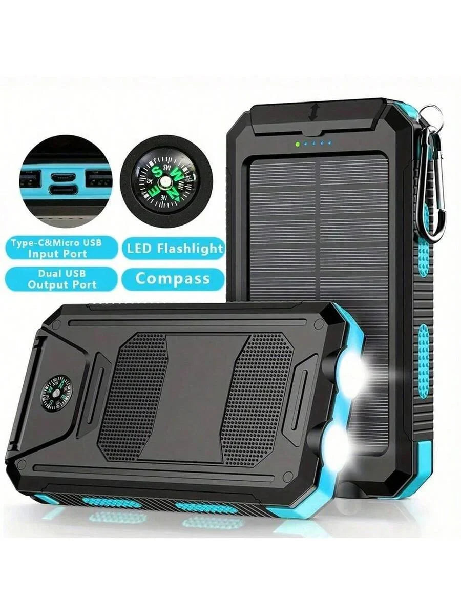 Solar Charger Power Bank Portable Charger With LED Flashlight