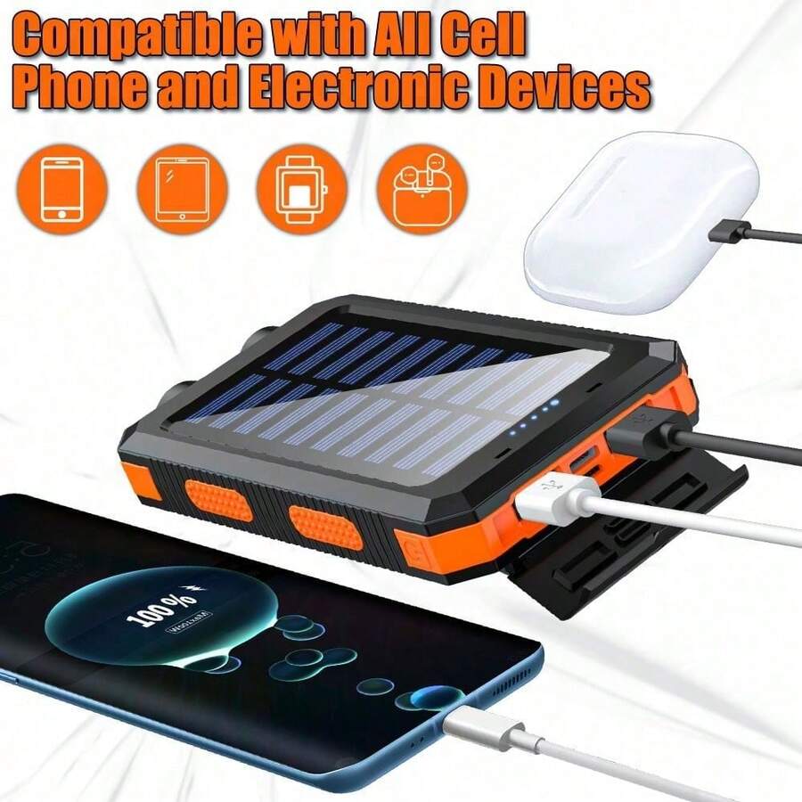 Solar Charger Power Bank Portable Charger With LED Flashlight