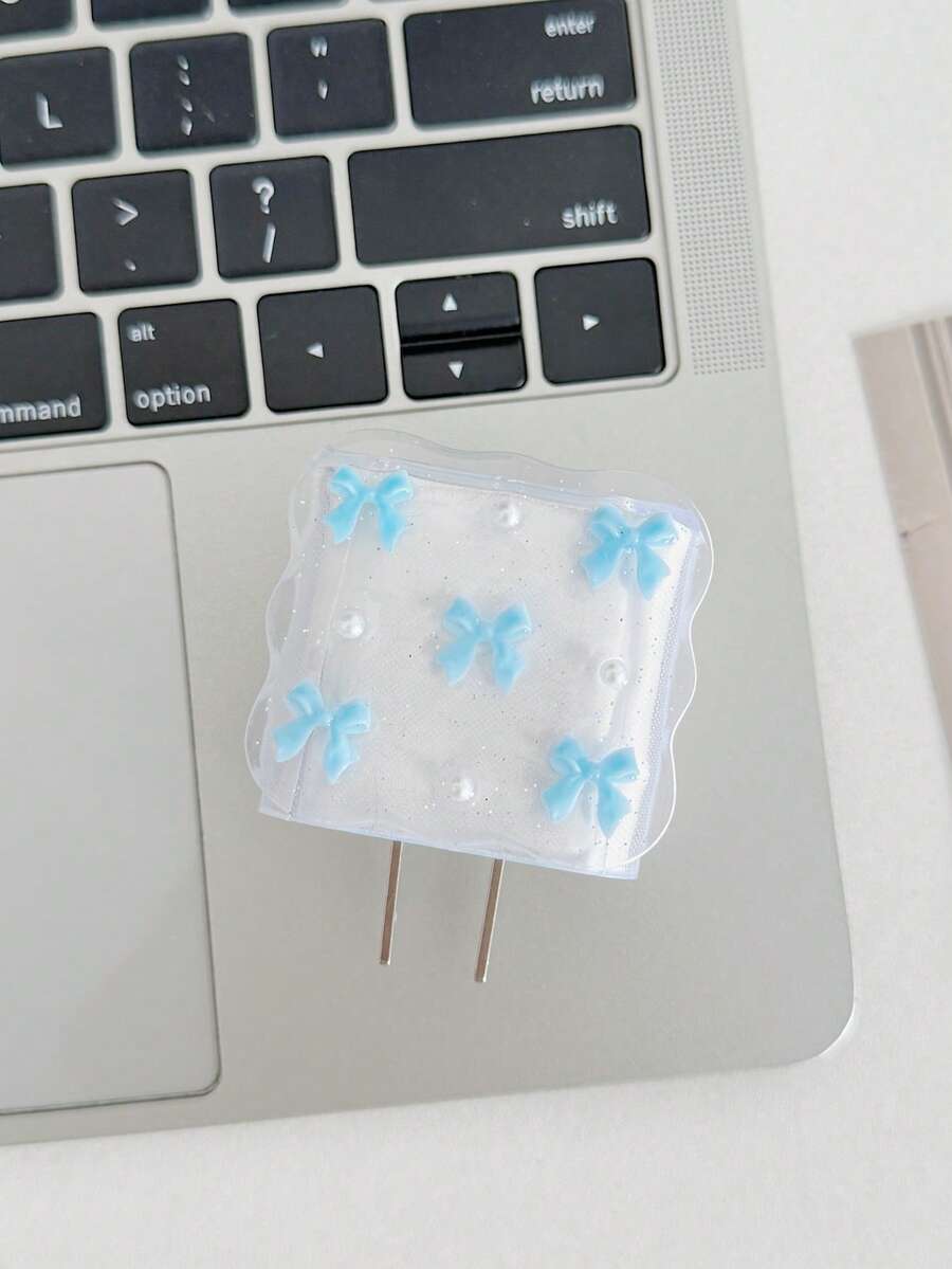 Purple Bow & White Pearl Design Charging Accessory Set