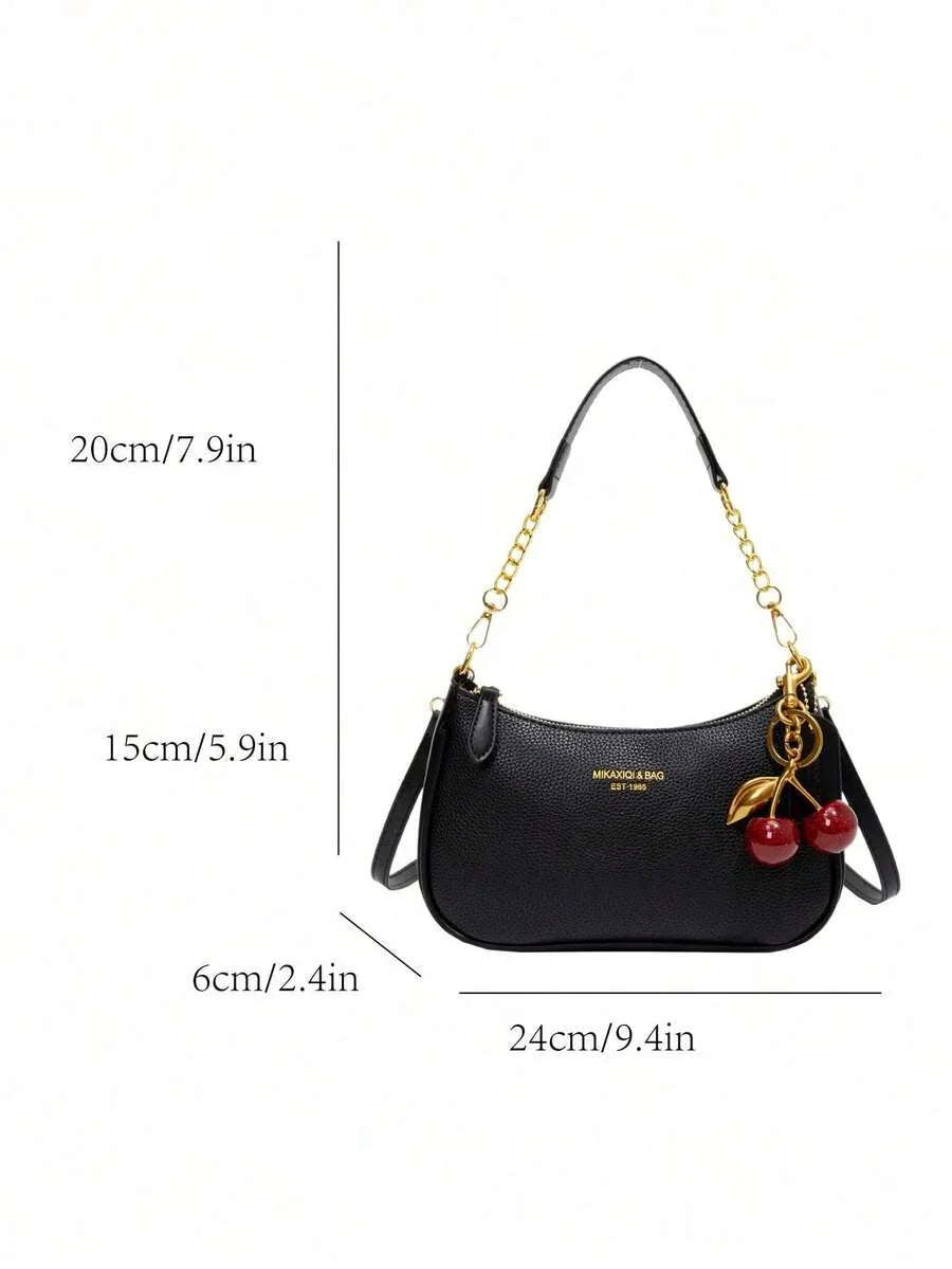 White Ladies' Shoulder Bag Made Of PU Material