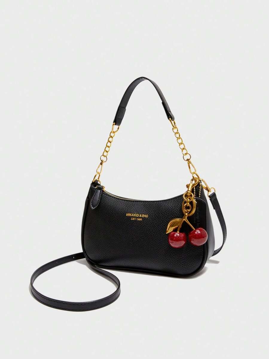 White Ladies' Shoulder Bag Made Of PU Material