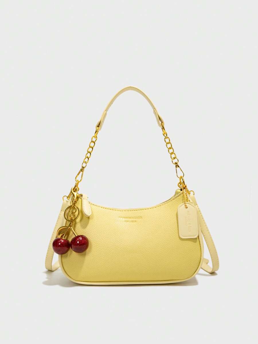 White Ladies' Shoulder Bag Made Of PU Material