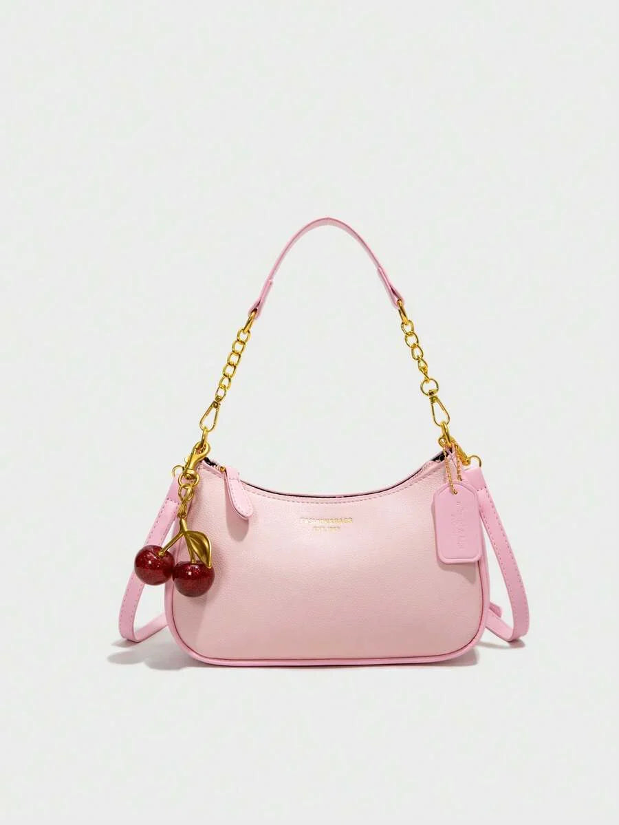White Ladies' Shoulder Bag Made Of PU Material