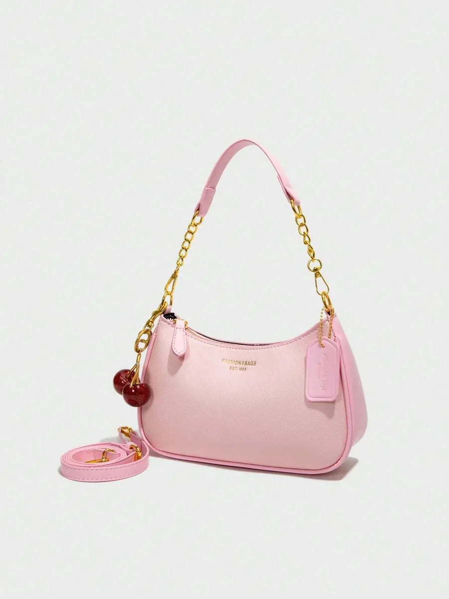 White Ladies' Shoulder Bag Made Of PU Material
