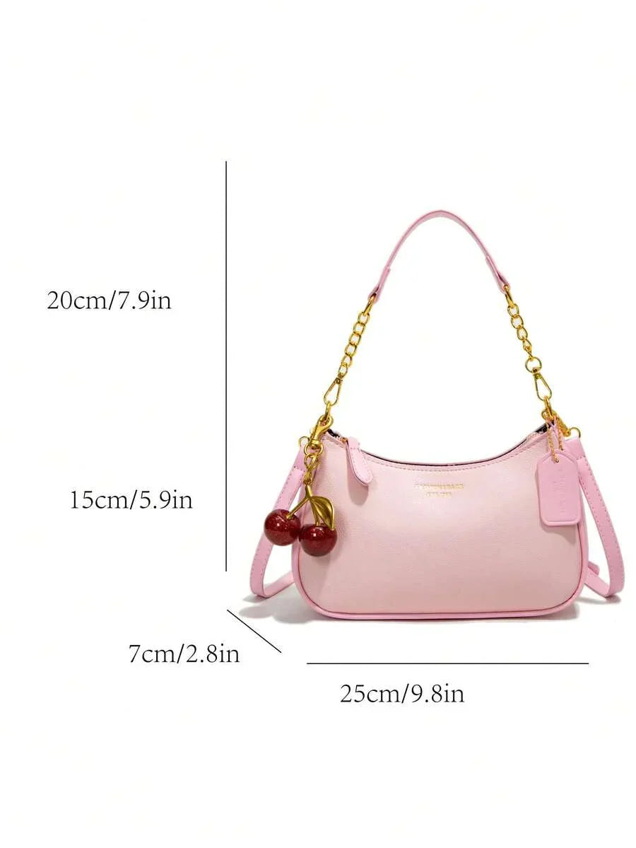 White Ladies' Shoulder Bag Made Of PU Material