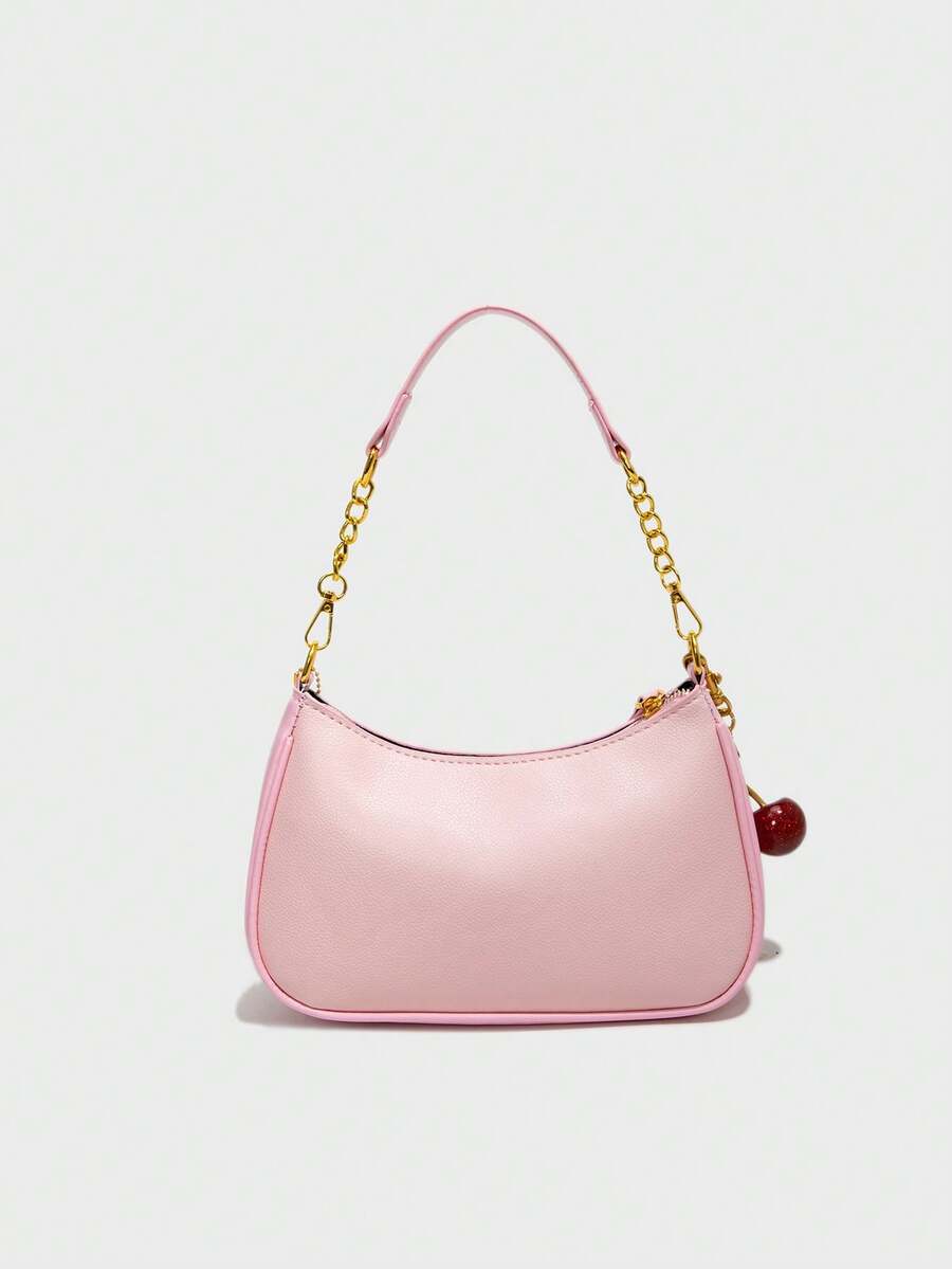 White Ladies' Shoulder Bag Made Of PU Material