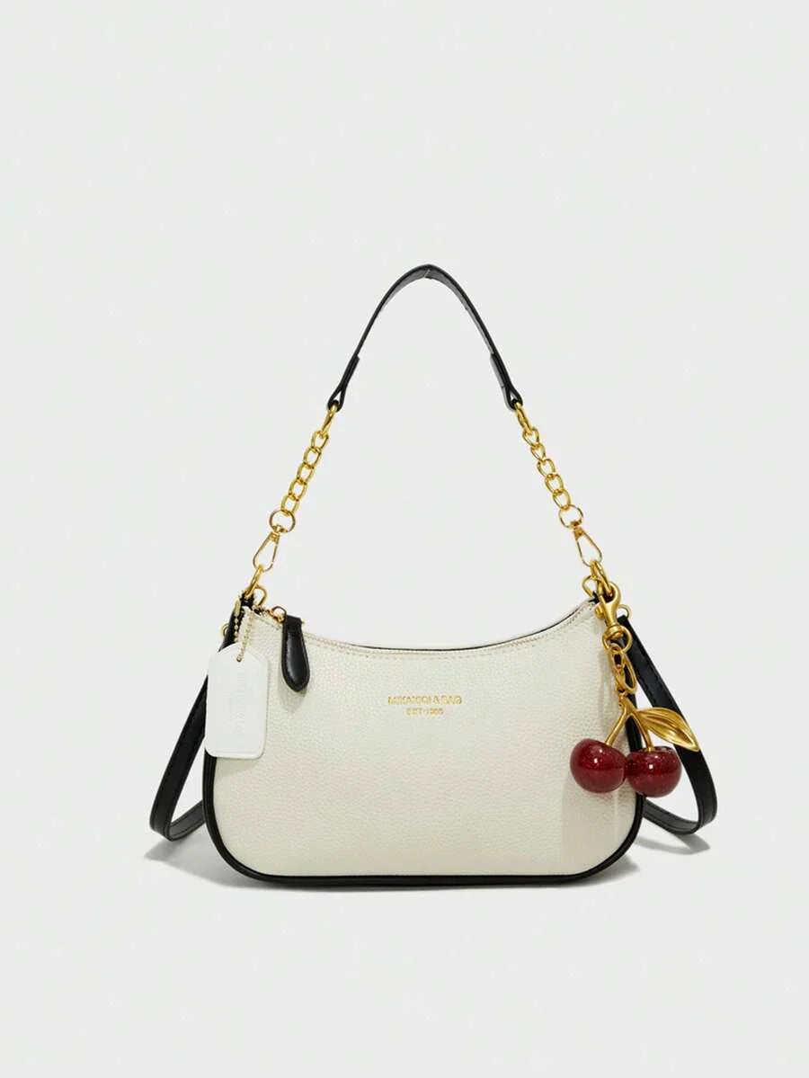 White Ladies' Shoulder Bag Made Of PU Material
