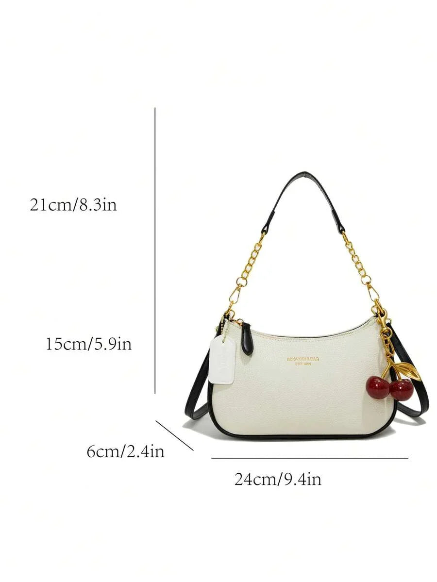 White Ladies' Shoulder Bag Made Of PU Material