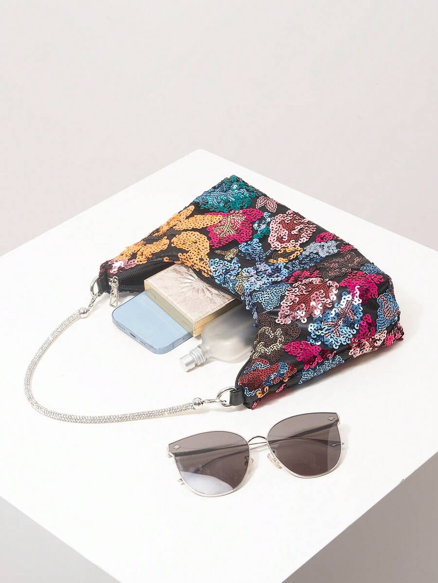 Random Pattern Shoulder Bag, Sequin Bag