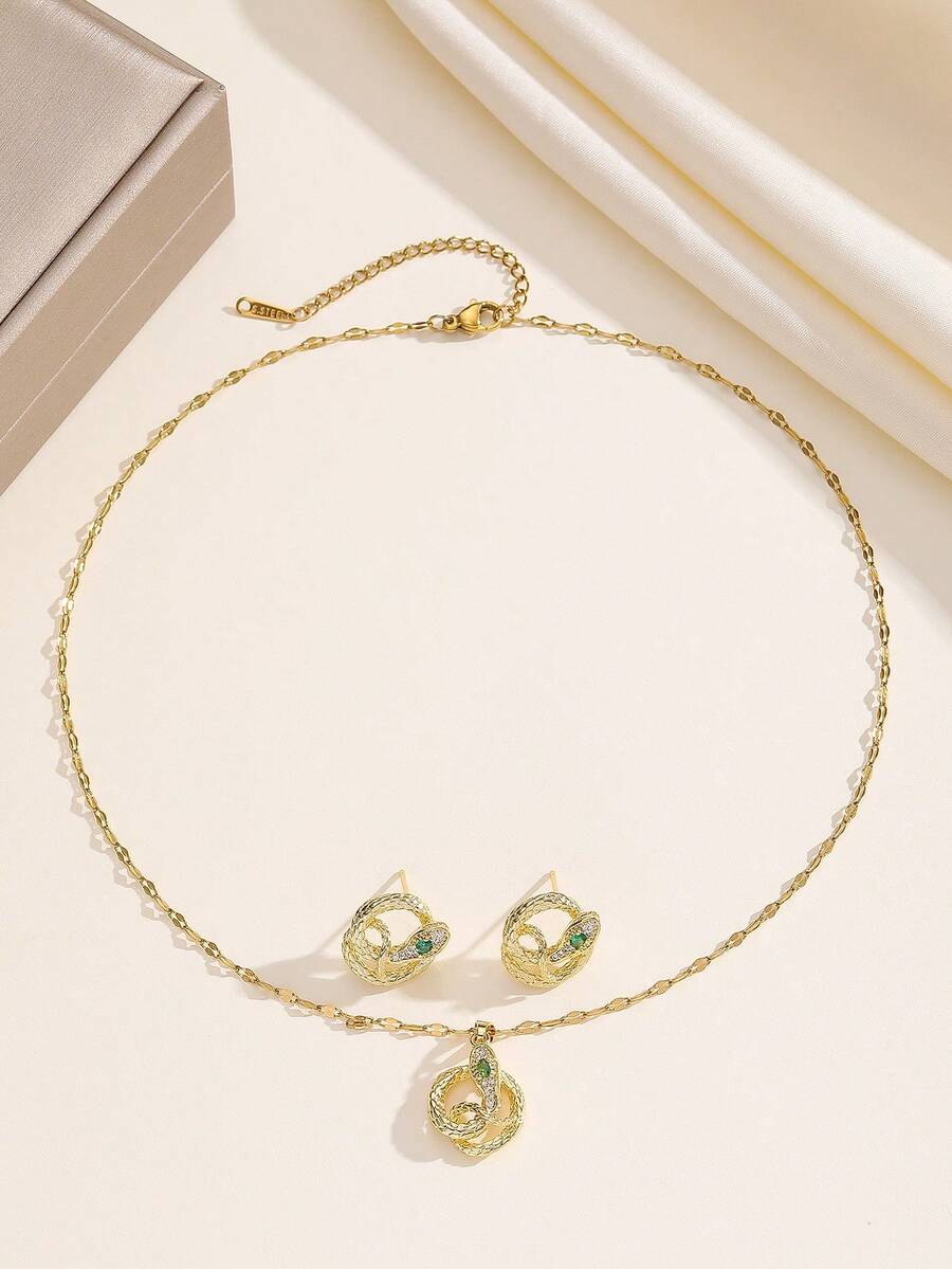 1 Set Stainless Steel Necklace & Earrings
