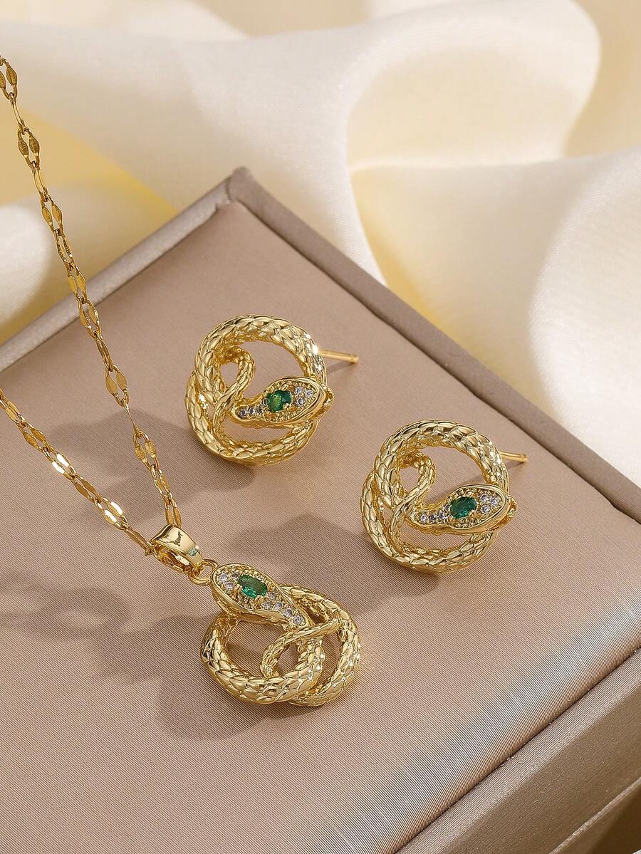 1 Set Stainless Steel Necklace & Earrings