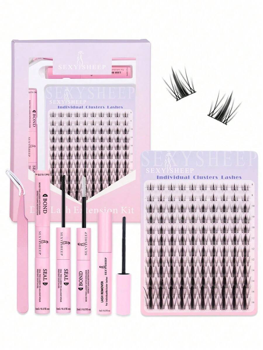 SEXYSHEEP 140pcs D-Curl Fluffy False Eyelashes Mixed Set