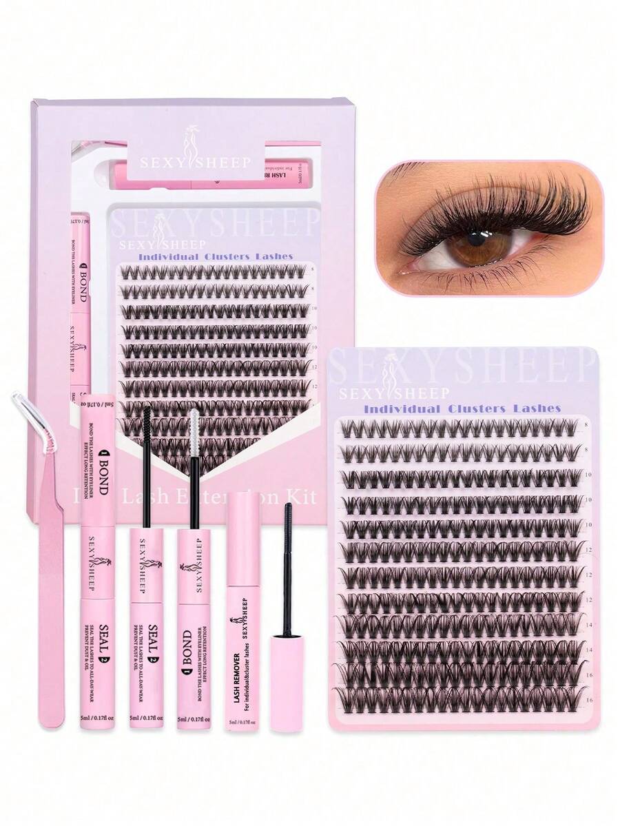 SEXYSHEEP 140pcs D-Curl Fluffy False Eyelashes Mixed Set