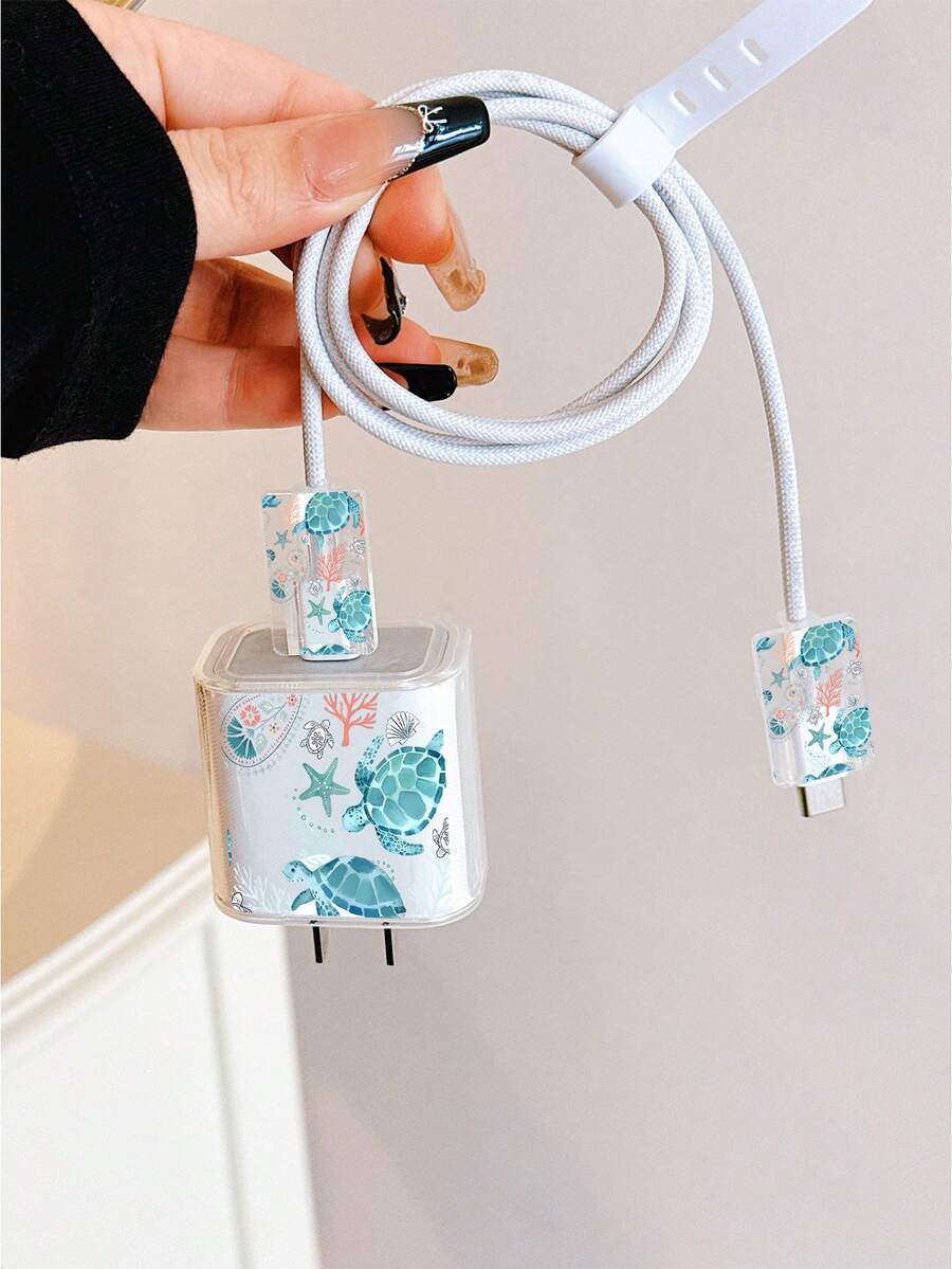 Cute Sea Turtle Design Charger Data Cable Protector Case