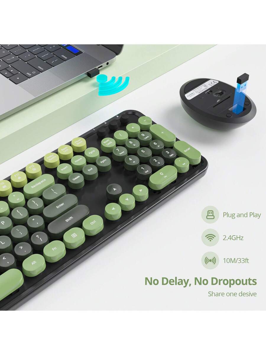 Wireless Keyboard And Mouse Set, Cute Keyboard And Mouse Combo