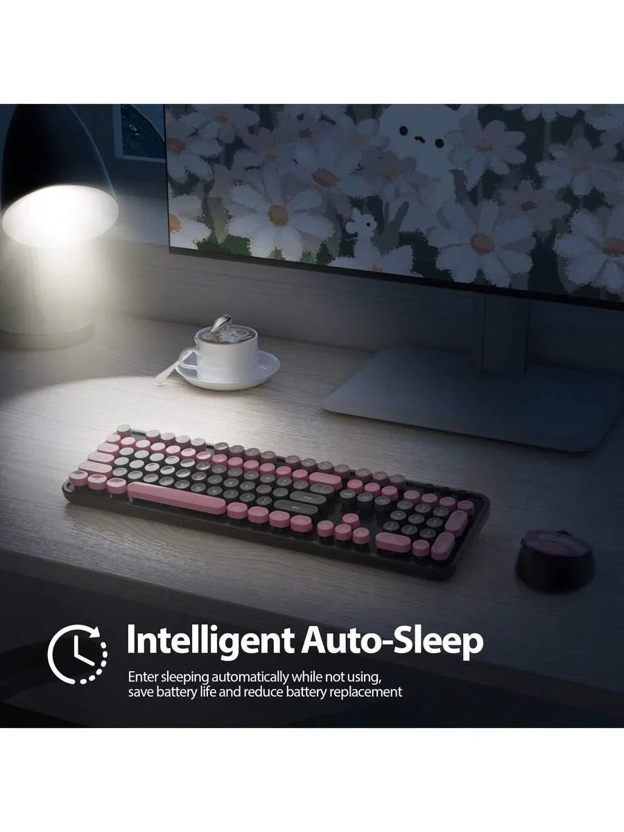 Wireless Keyboard And Mouse Set, Cute Keyboard And Mouse Combo