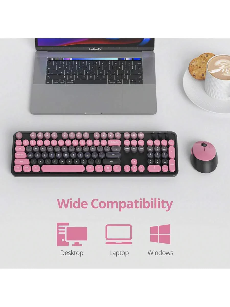 Wireless Keyboard And Mouse Set, Cute Keyboard And Mouse Combo