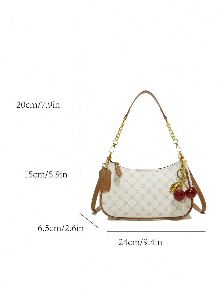 White Ladies' Shoulder Bag Made Of PU Material