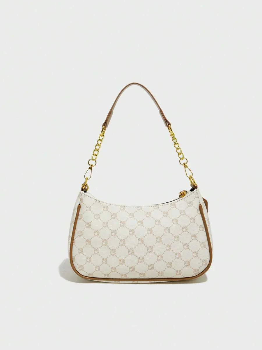 White Ladies' Shoulder Bag Made Of PU Material