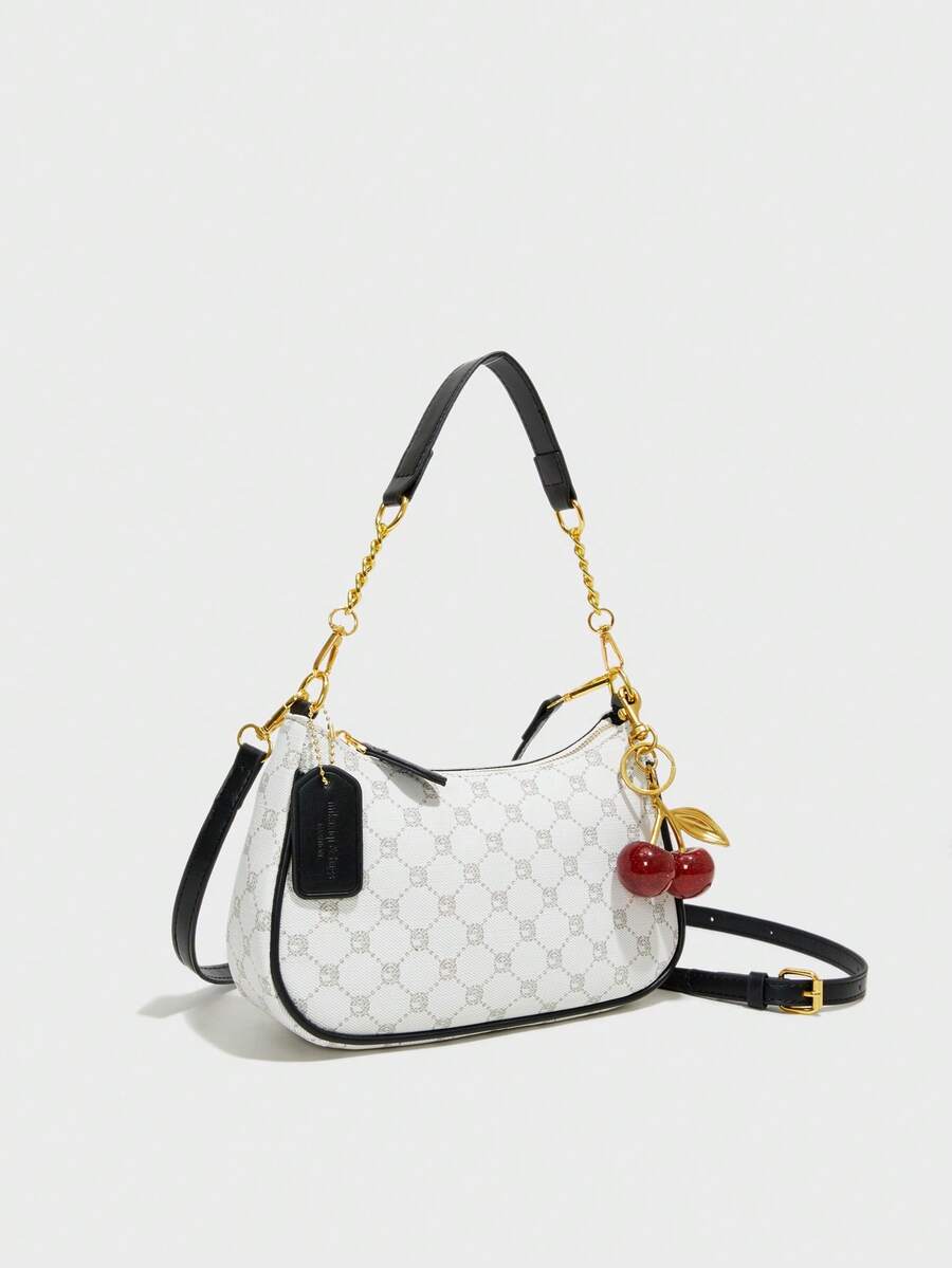 White Ladies' Shoulder Bag Made Of PU Material