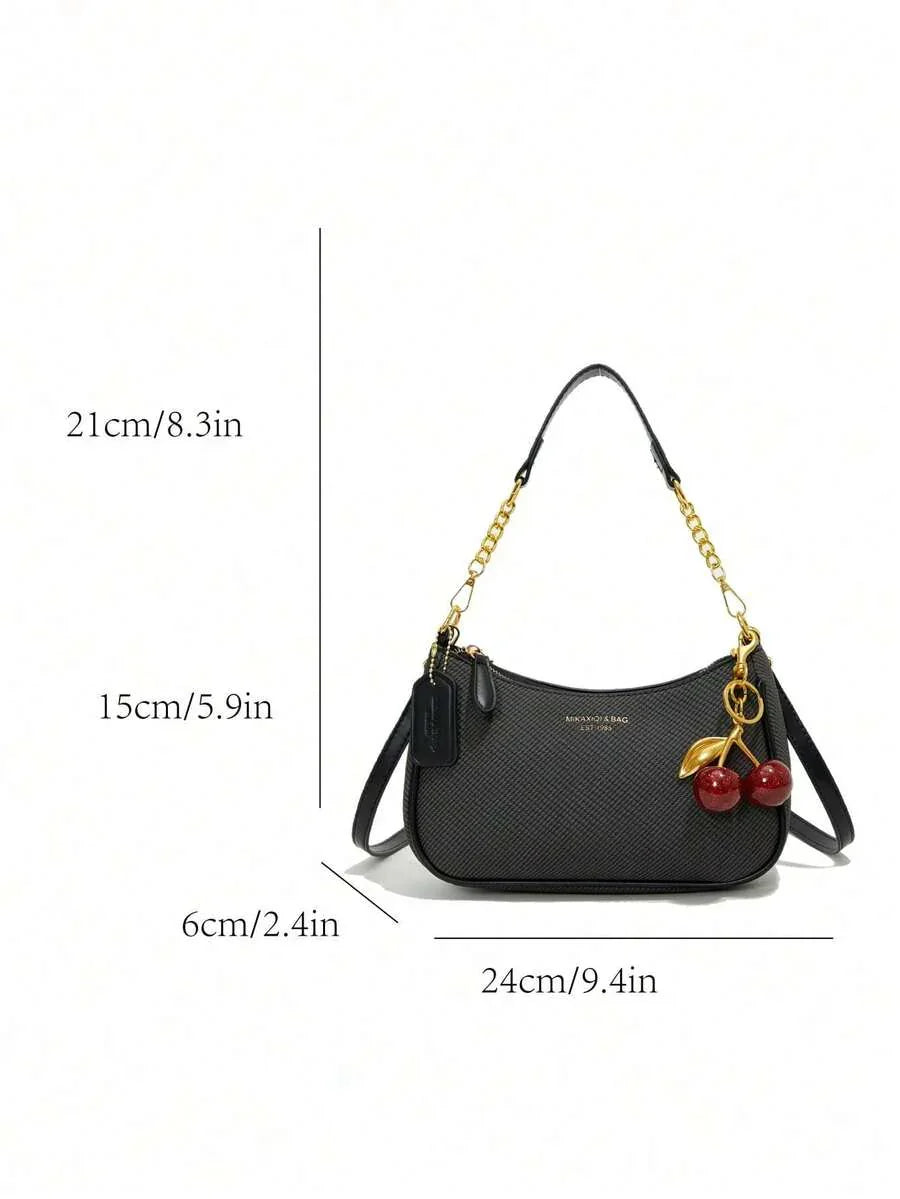 White Ladies' Shoulder Bag Made Of PU Material