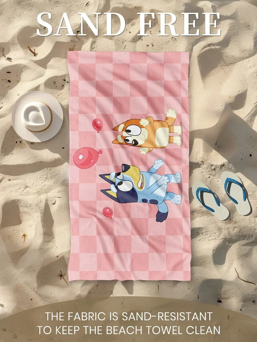 Bluey 1pc Blue Beach Towel, Playful Blue Pattern Swimwear