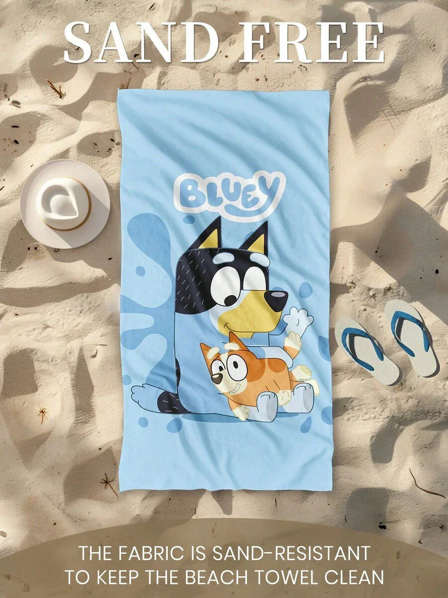 Bluey 1pc Blue Beach Towel, Playful Blue Pattern Swimwear