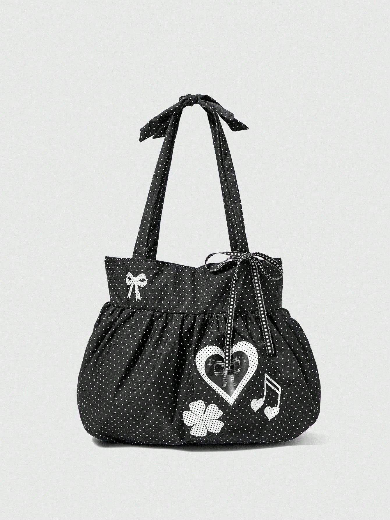 ROMWE Anime Black Heart Shoulder Bag