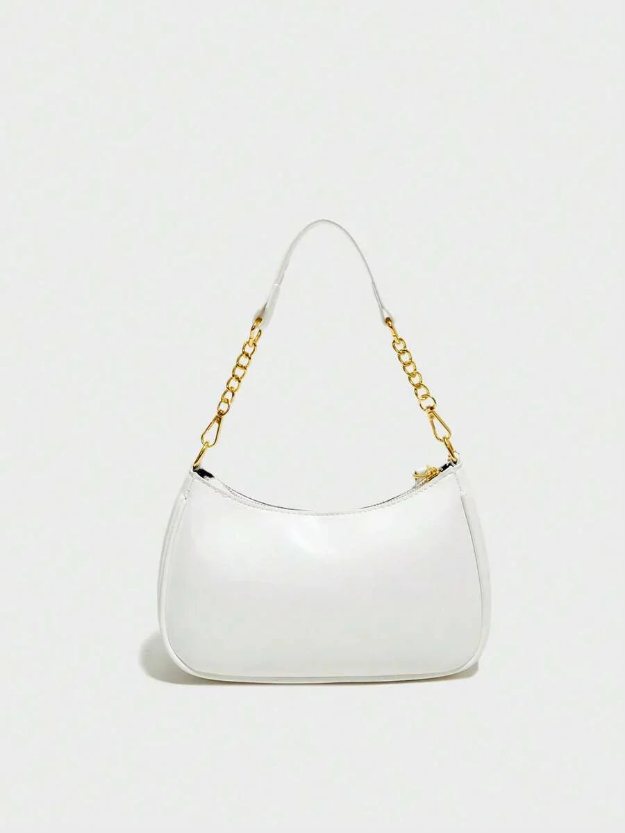 White Ladies' Shoulder Bag Made Of PU Material