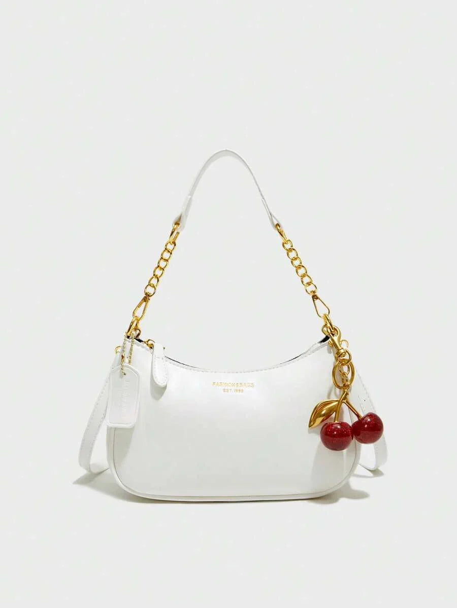 White Ladies' Shoulder Bag Made Of PU Material