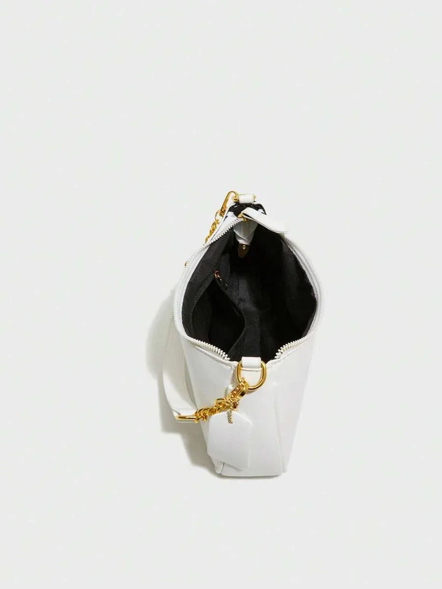 White Ladies' Shoulder Bag Made Of PU Material