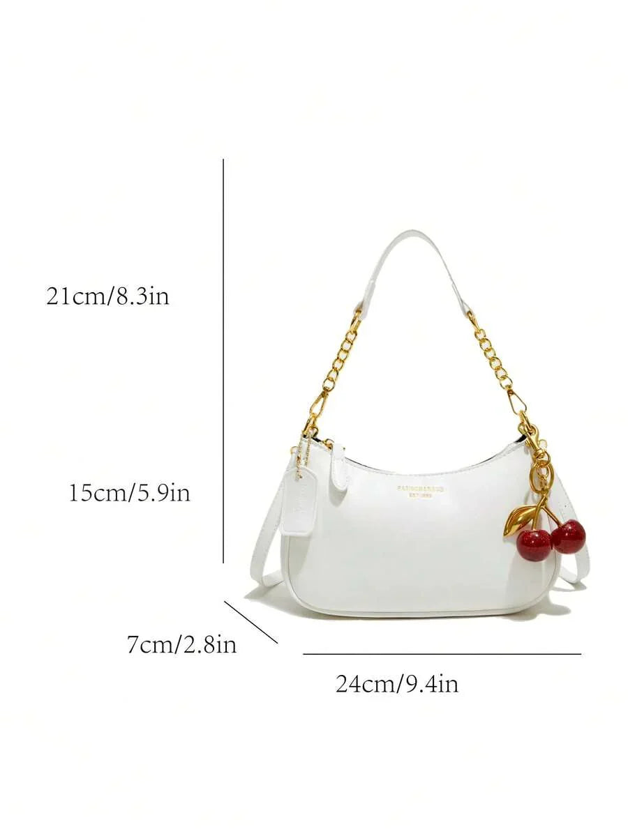 White Ladies' Shoulder Bag Made Of PU Material
