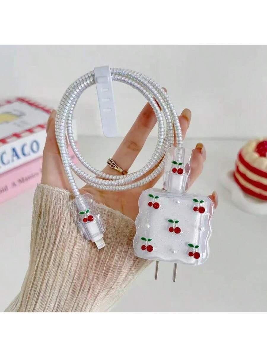 5pcs Cherry Design Charging Cable Protector
