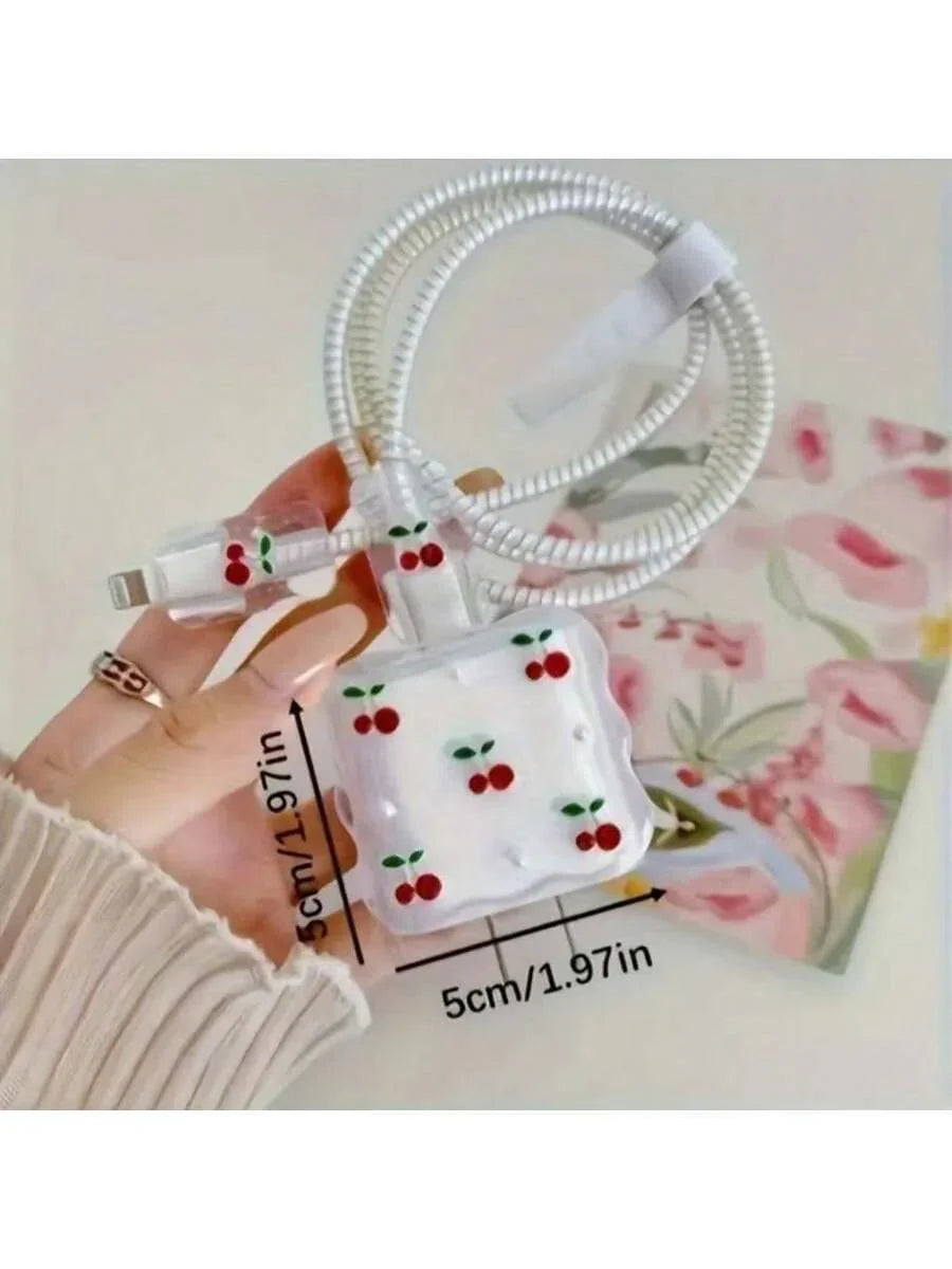 5pcs Cherry Design Charging Cable Protector