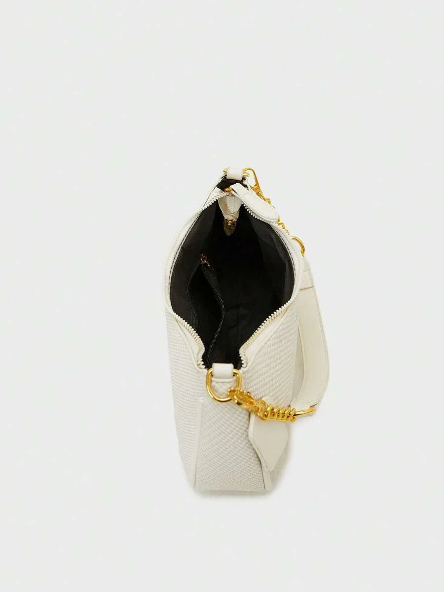 White Ladies' Shoulder Bag Made Of PU Material