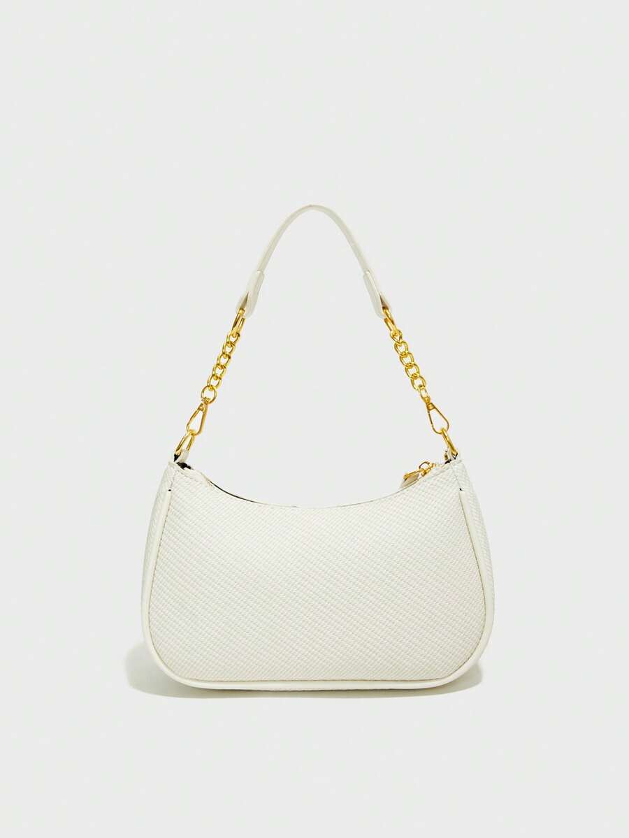 White Ladies' Shoulder Bag Made Of PU Material