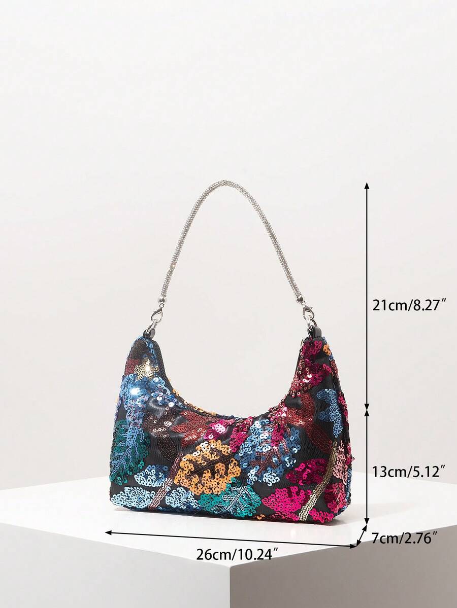 Random Pattern Shoulder Bag, Sequin Bag