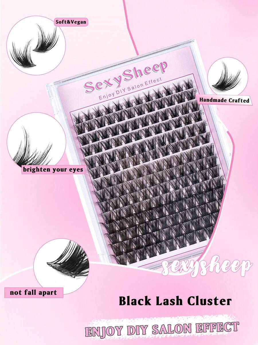 SEXYSHEEP 140pcs D-Curl Fluffy False Eyelashes Mixed Set