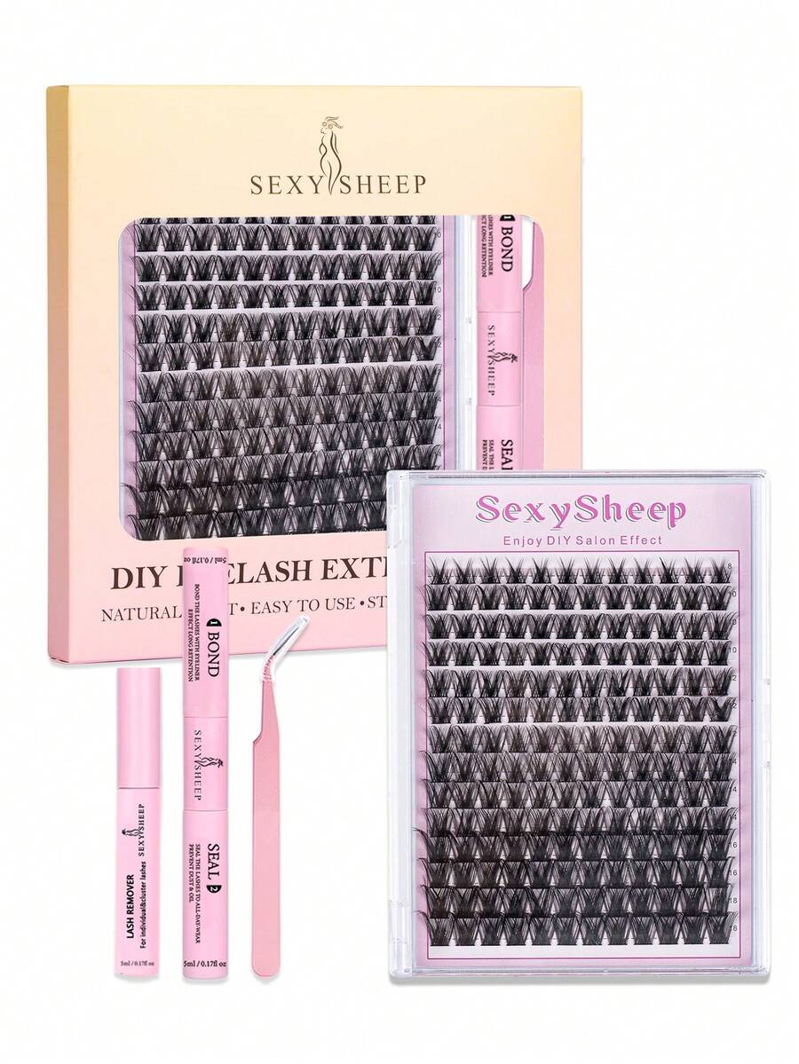 SEXYSHEEP 140pcs D-Curl Fluffy False Eyelashes Mixed Set