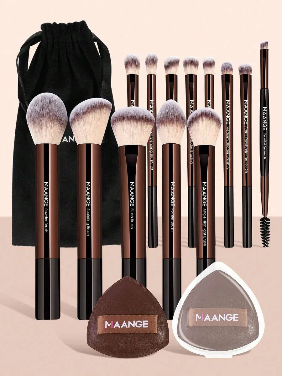 MAANGE Professional Soft Hair Aluminum Tube Makeup Brush Set